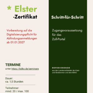 Das Elster-Zertifikat | Online Seminar - kostenfrei