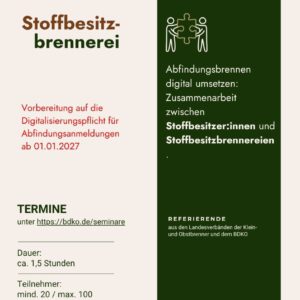 Stoffbesitzbrennerei | Online Seminar - kostenfrei