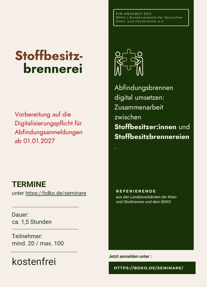 Stoffbesitzbrennerei | Online Seminar - kostenfrei