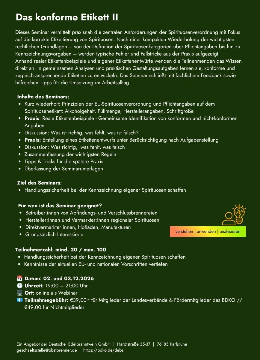 Das konforme Etikett II | Online Seminar