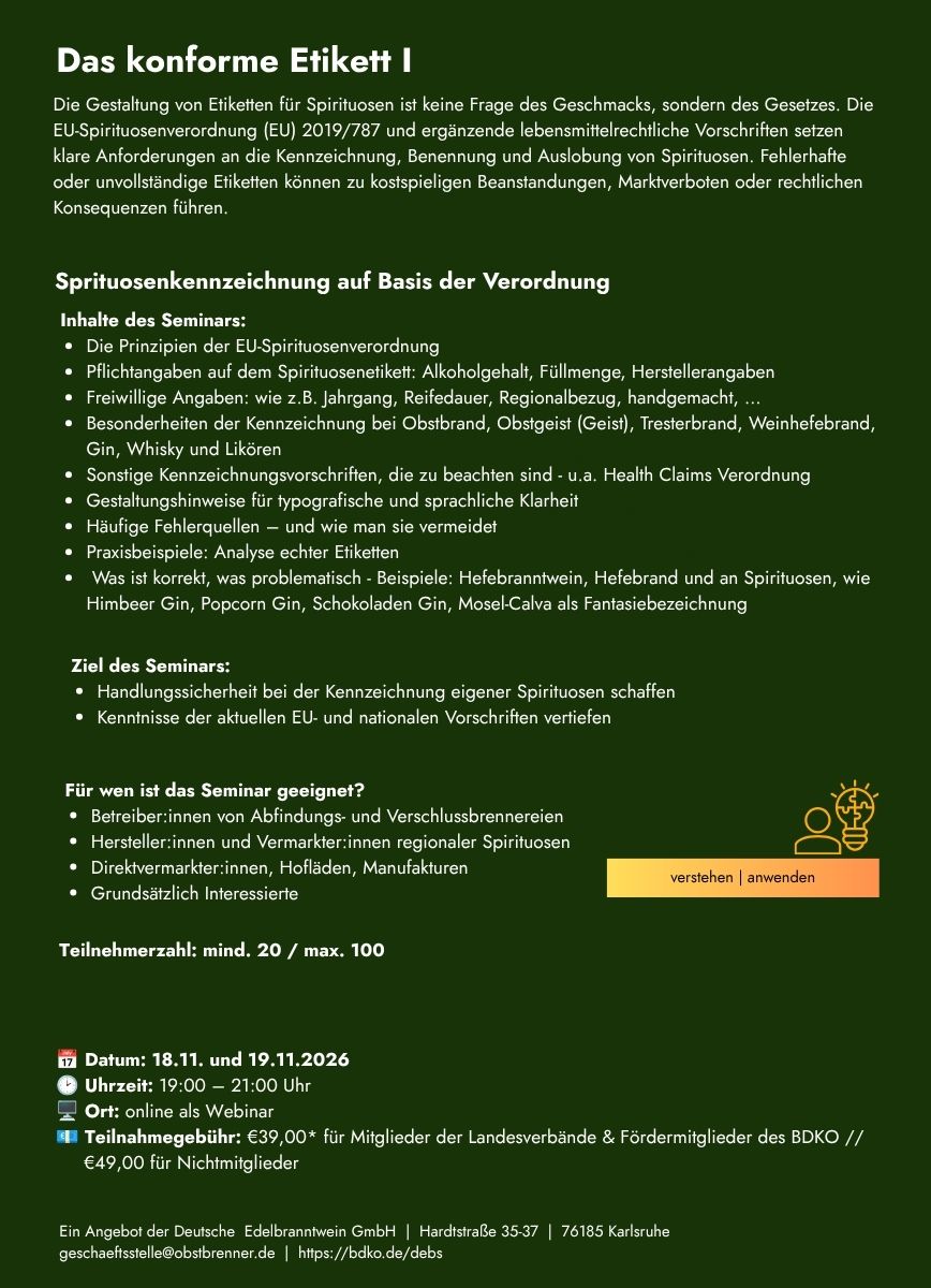 Das konforme Etikett I | Online Seminar
